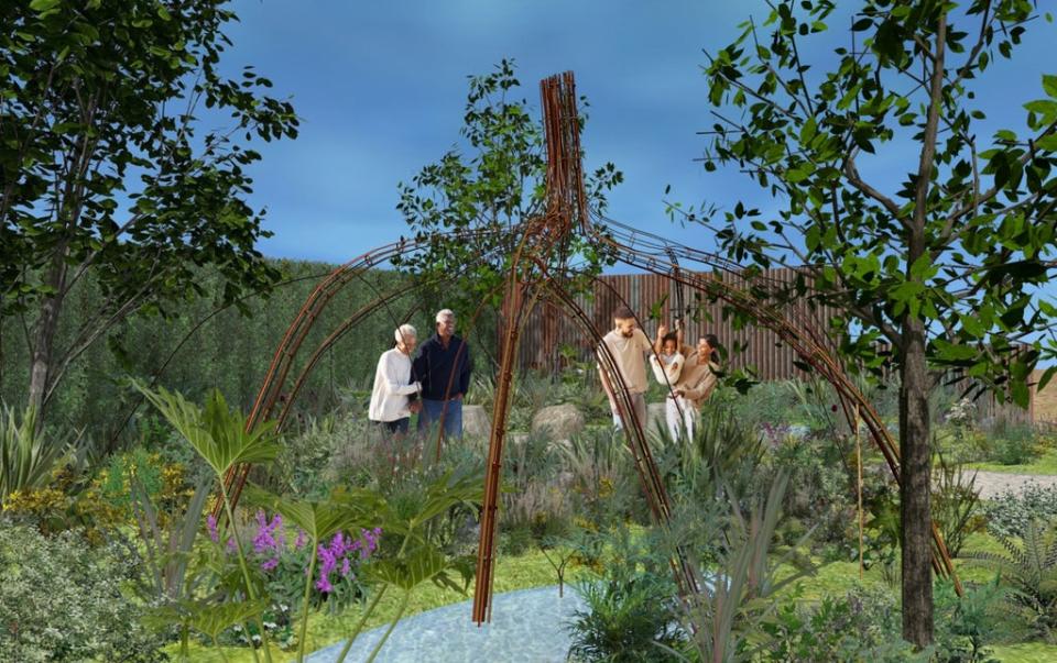 An artist’s design of the “Hands Off Mangrove” garden at the Chelsea Flower Show. (Tibiyan Hayden-Smith)
