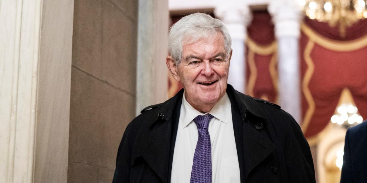 Former House Speaker Newt Gingrich at the Capitol on January 31, 2023.