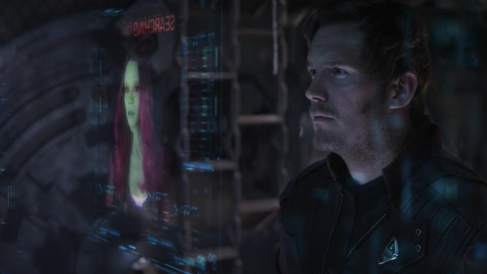Peter Quill searches for Gamora on his ship's computer in Avengers: Endgame