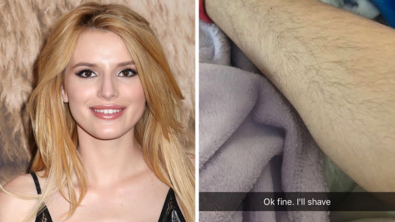 Bella Thorne is another young star who is in favor of body hair. (Photo: PA/Snapchat)