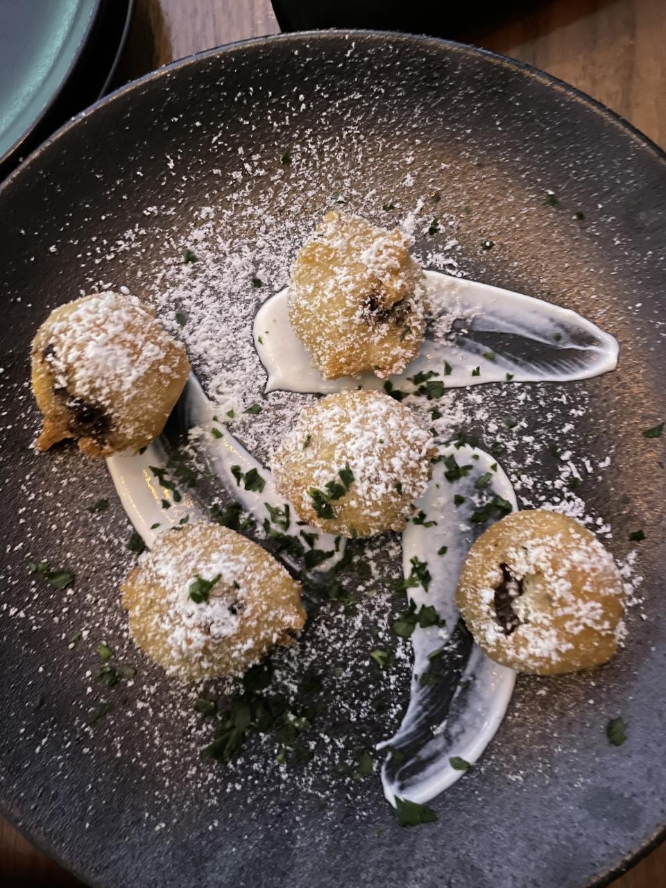 A photo of the mushroom beignets