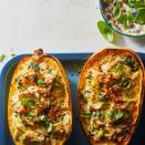 <p>This spaghetti-squash-for-pasta swap slashes both carbs and calories by 75 percent for a delicious, creamy casserole you can feel good about eating. It's worth roasting the squash versus cooking it in the microwave if you have the time: the flavor gets sweeter and more intense.</p>