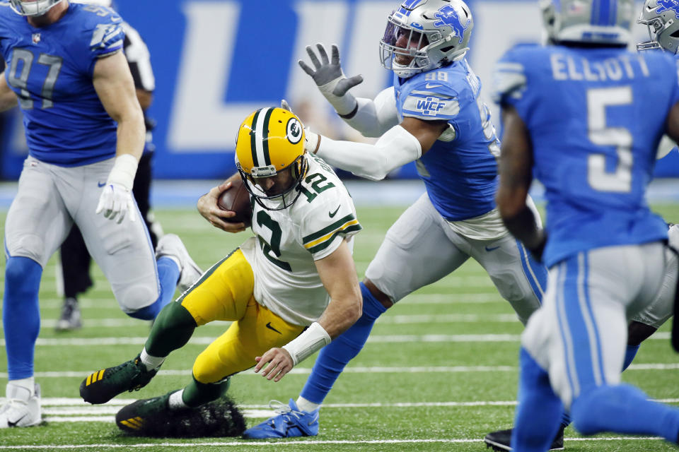 The Detroit Lions beat the Green Bay Packers and quarterback Aaron Rodgers 15-9 earlier this season. (AP Photo/Duane Burleson)