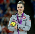 After settling for silver in the Olympics vault competition, McKayla Maroney's disappointed stance quickly became a Web meme: McKayla Maroney is not impressed. (Ronald Martinez/Getty Images)