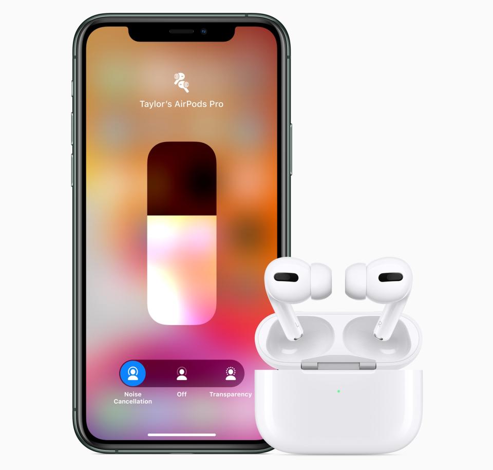 You can adjust the AirPods Pro's ACN and Transparency from the Control Center in iOS 13. (Image: Apple)