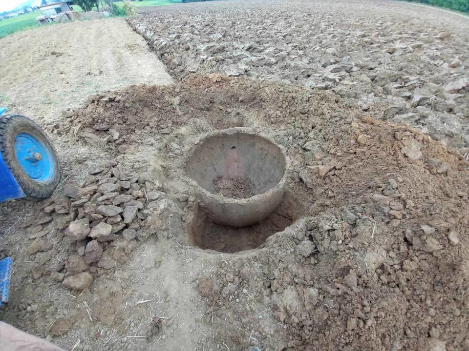 The machine gun nest as it was dug up from a field in Kostolná-Záriečie.