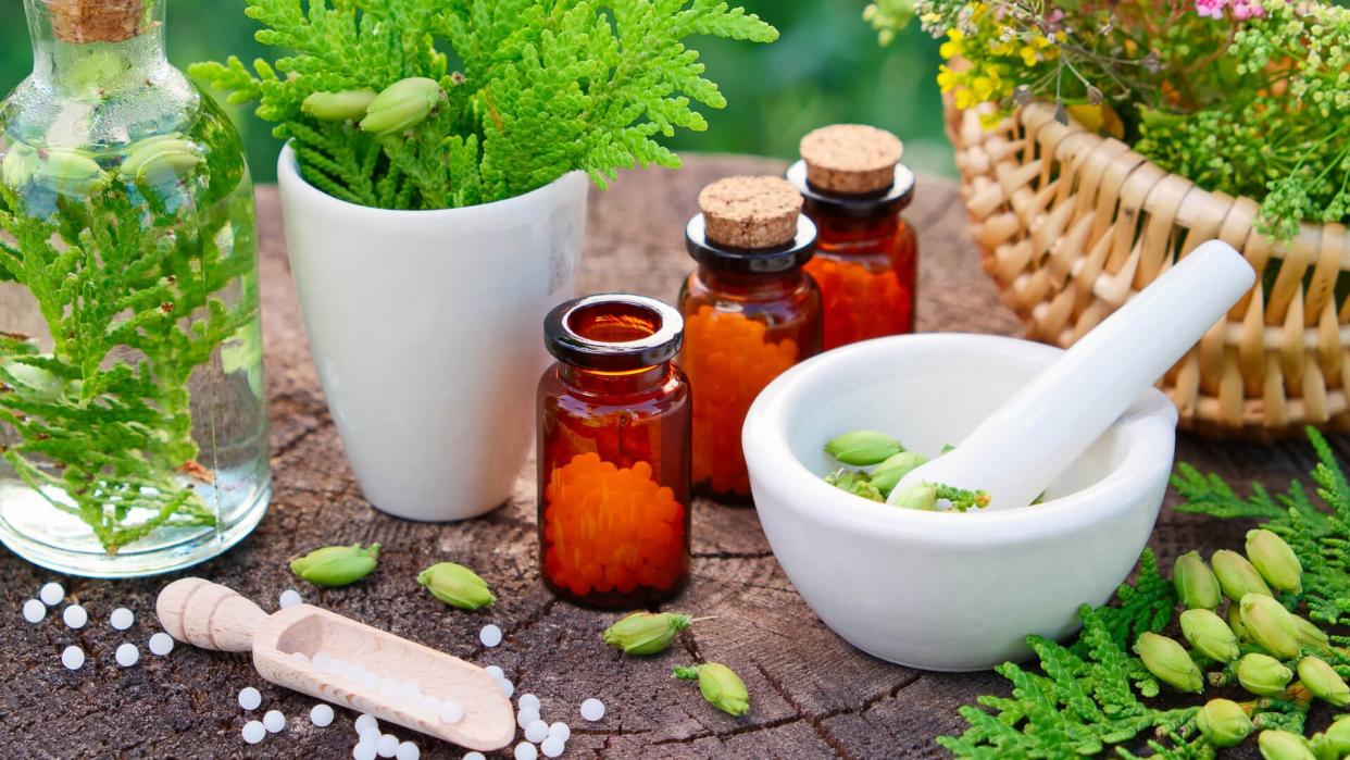 Bottles of homeopathic globules.