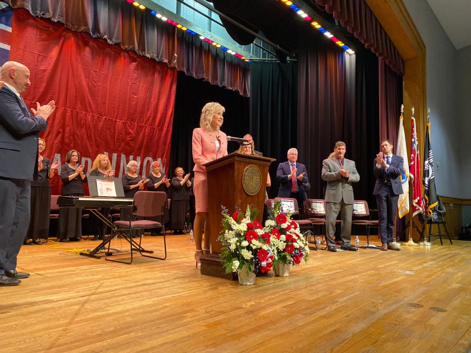 Mayor Shaunna O'Connell reiterated her goal of making Taunton a "leading city" in the state at the city's inauguration ceremony on Tuesday, Jan. 2, 2024, at the former Coyle & Cassidy high school: "We are only limited by our dreams, and here in Taunton we dream big,” O'Connell said.
