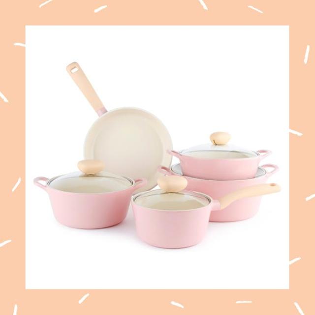 Neoflam Retro 5-Piece Ceramic Non-Stick Cookware Set Pink