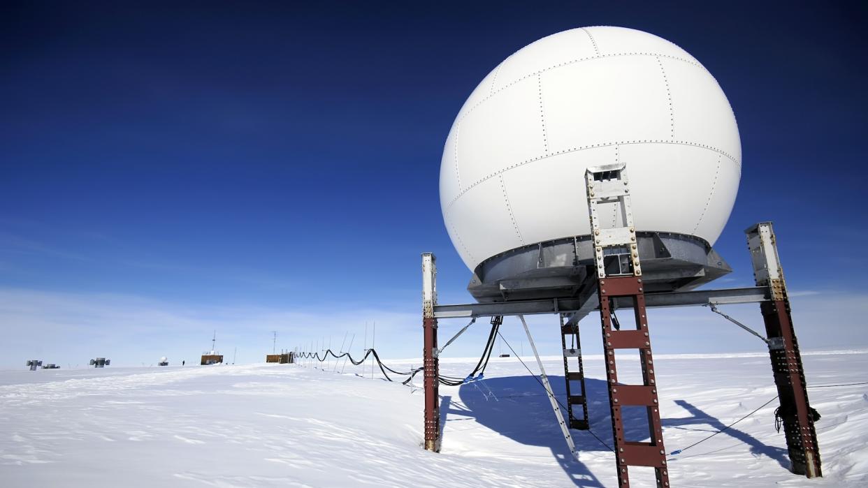  Seismic station on snow in Antarctica. 