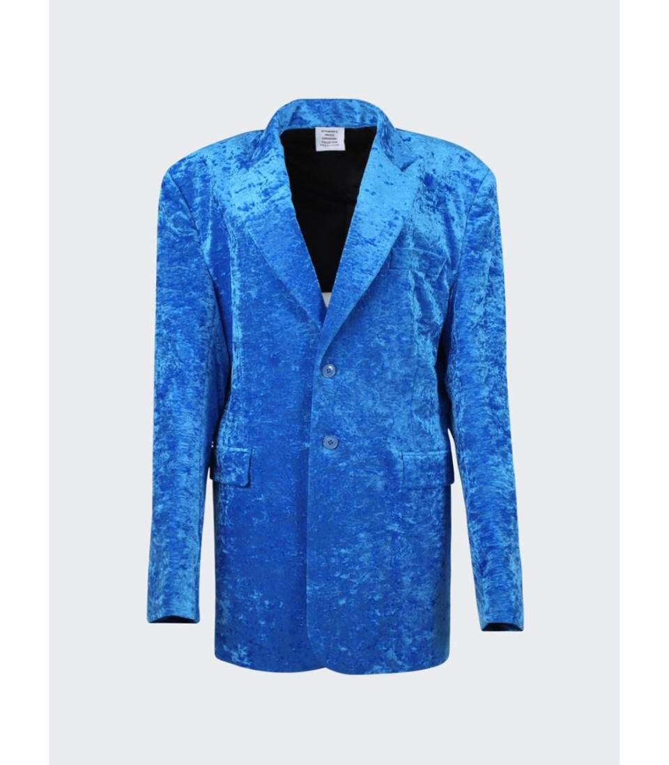 Boxy Single Breasted Velvet Tailored Jacket