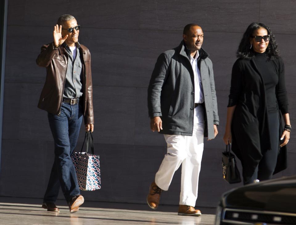 Barack Obama leaving the National Gallery of Art in Washington, March 5, 2017.