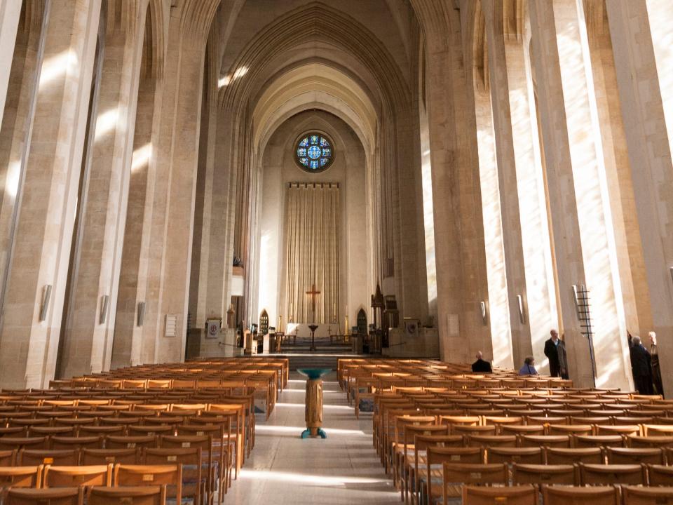 Stock image of the interior of Guildford Cathedral, Guildford, Surrey, England