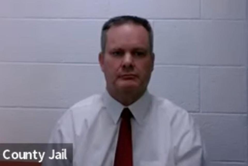 Chad Daybell appeared via video from the Fremont County Jail for a status hearing last week (Judge Steven W. Boyce livestream)