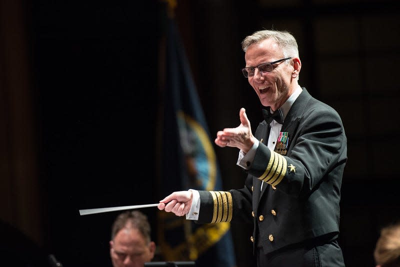 Kenneth Collins, United States Navy Band commanding officer, leads the U.S. Navy Band during a performance. The U.S. Navy Band will perform at 7:30 p.m. May 2 at Ashland High School. The concert is free and open to the public.