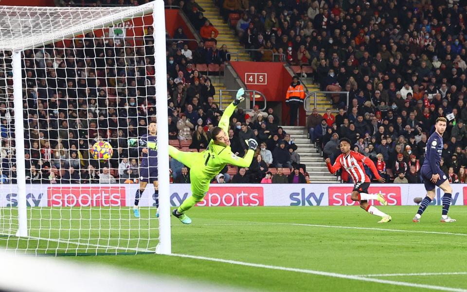 Kyle Walker-Peters of Southampton opens the scoring in the seventh minute - Kyle Walker-Peters gives Manchester City early shock as Southampton show how to frustrate champions - GETTY IMAGES