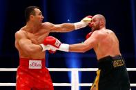 Tyson Fury in action against Wladimir Klitschko during the fight. Reuters / Kai Pfaffenbach Livepic
