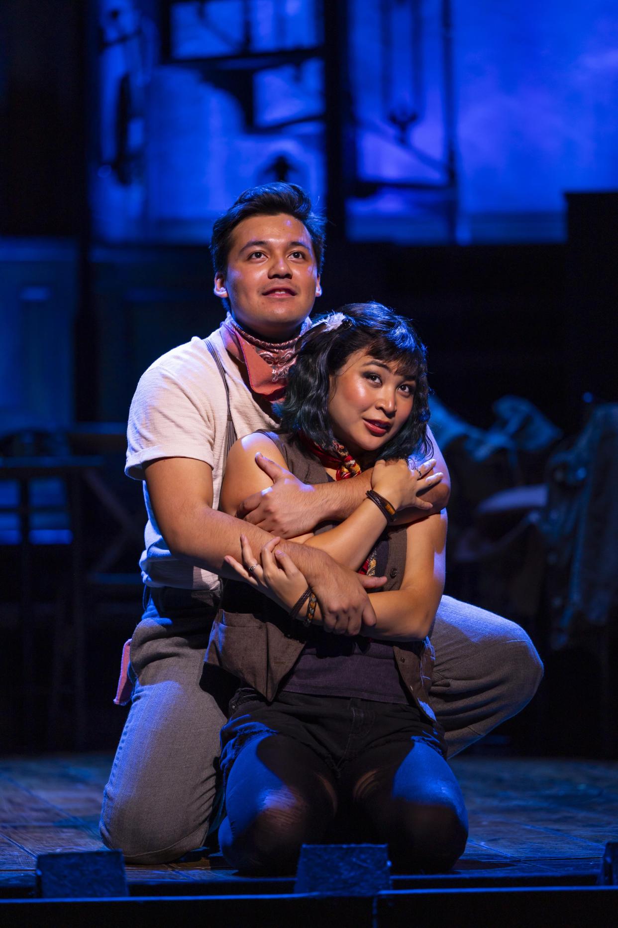J. Antonio Rodriguez and Amaya Braganza play the lovers Orpheus and Eurydice in the touring musical “Hadestown.”