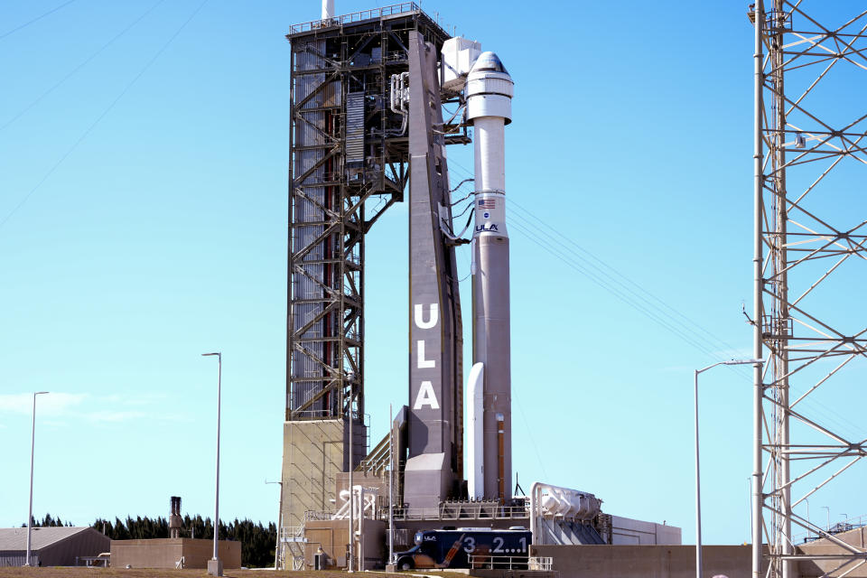 Boeing's Starliner capsule atop an Atlas V rocket stands ready for its upcoming mission at Space Launch Complex 41 at the Cape Canaveral Space Force Station, Sunday, May 5, 2024, in Cape Canaveral, Fla. Launch is scheduled for Monday evening. (AP Photo/John Raoux)