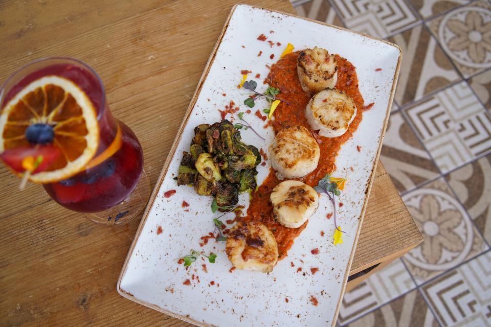 Spruzzo's Mediterranean Mondays summer tour features a Spanish-inspired dish of scallops in romesco sauce.