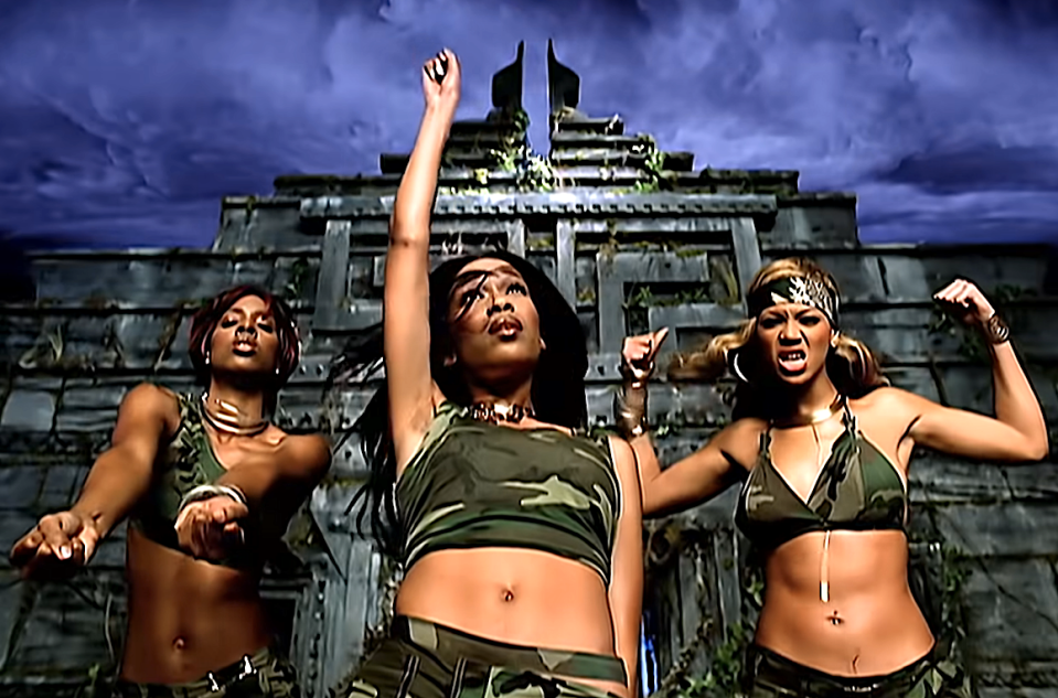 destiny&#39;s child in a music video wearing camo outfits