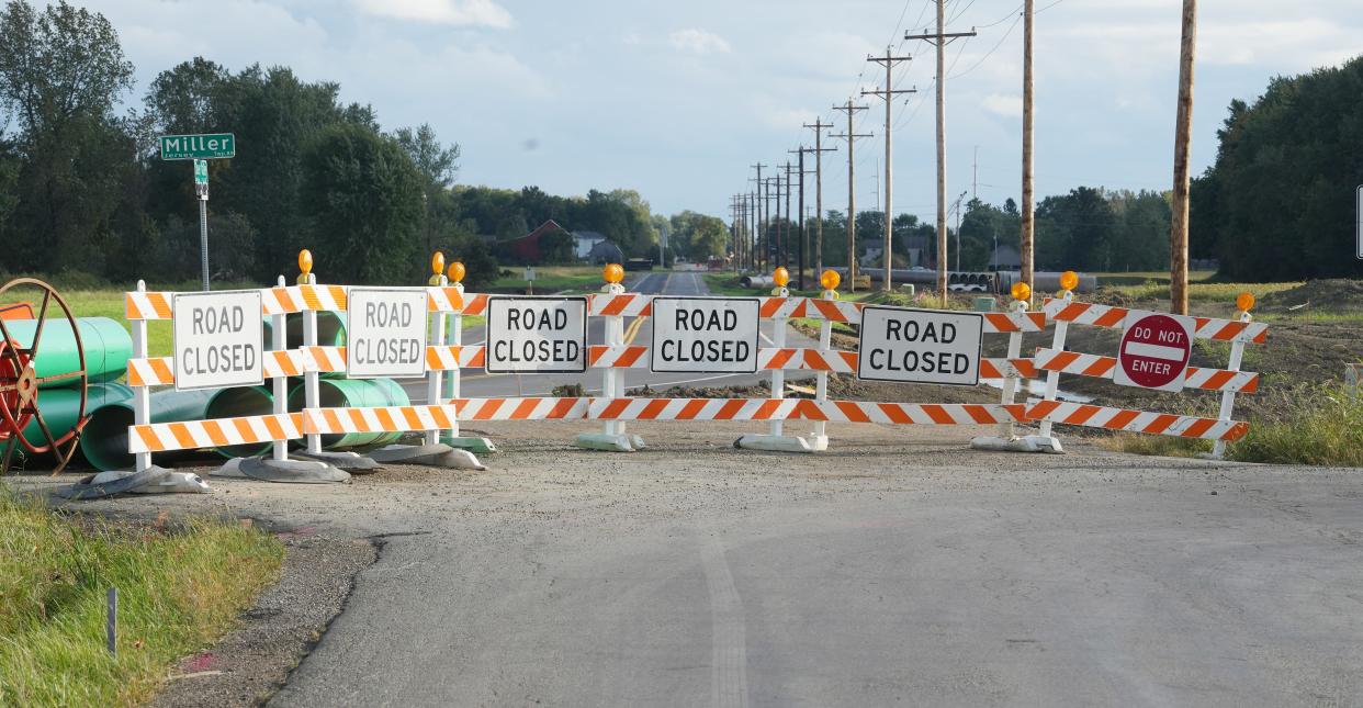 Clover Valley and Miller Road are among several realigned roads in the area around the Intel chip manufacturing plant in New Albany, as seen in this September photo.