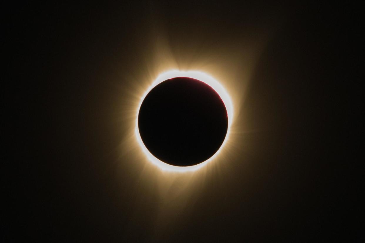 <span>The total solar eclipse over Oregon on 21 August 2017. Cities and states have declared a state of emergency in expectation of big crowds.</span><span>Photograph: Rob Kerr/AFP/Getty Images</span>