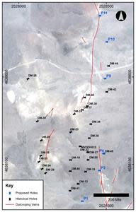 Monserrat Oeste, historic (black) and proposed holes