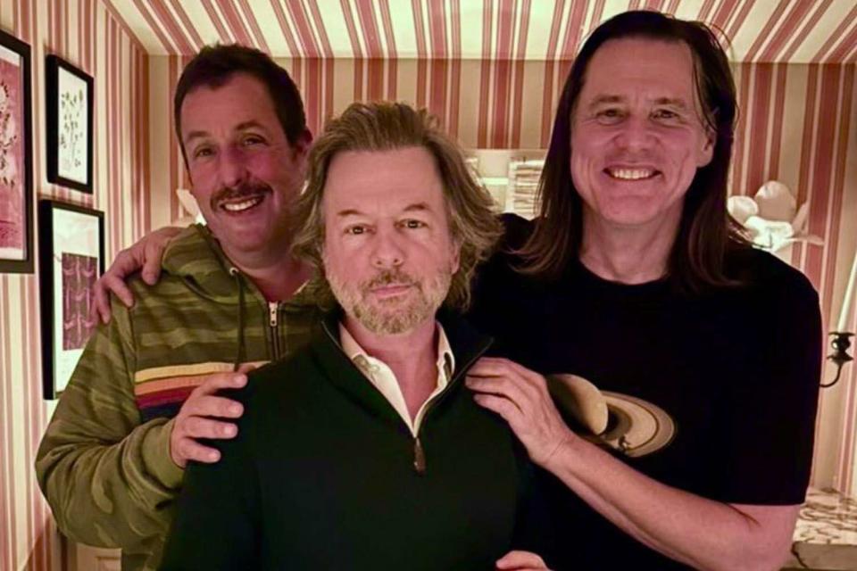 <p>David Spade/Instagram</p> Adam Sandler, David Spade and Jim Carrey