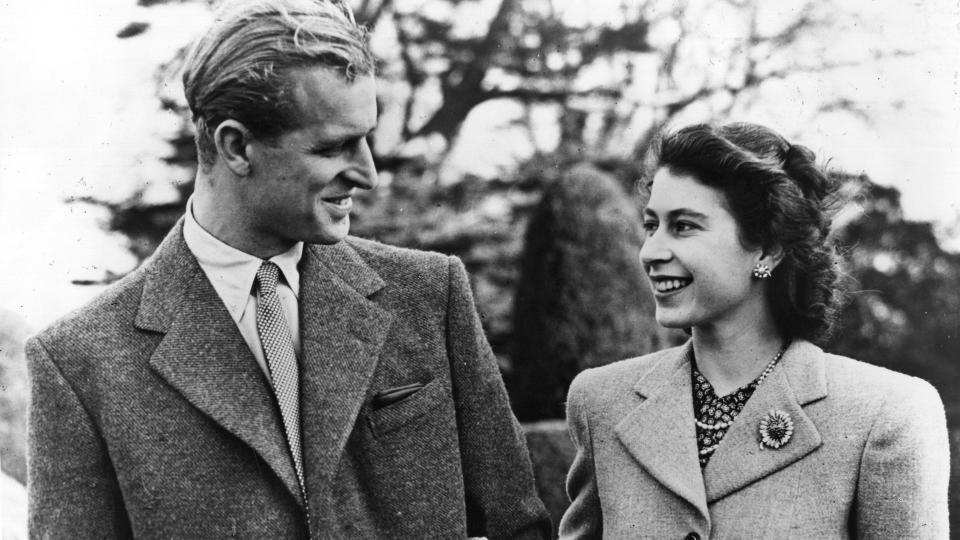 Official photograph of Princess Elizabeth and Prince Philip during their honeymoon at Broadlands, Romsey, Hampshire