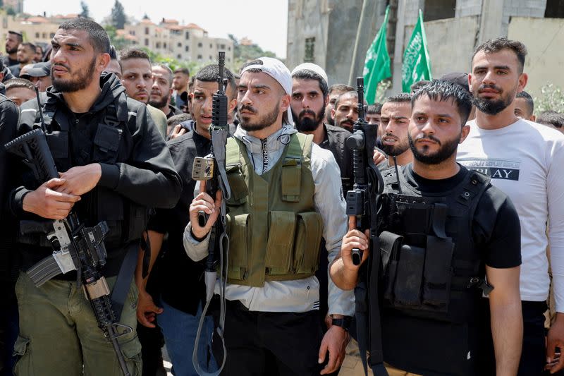 Funeral of Mohammad Rasol Daraghmah, a militant who was killed by Israeli forces, in Tubas