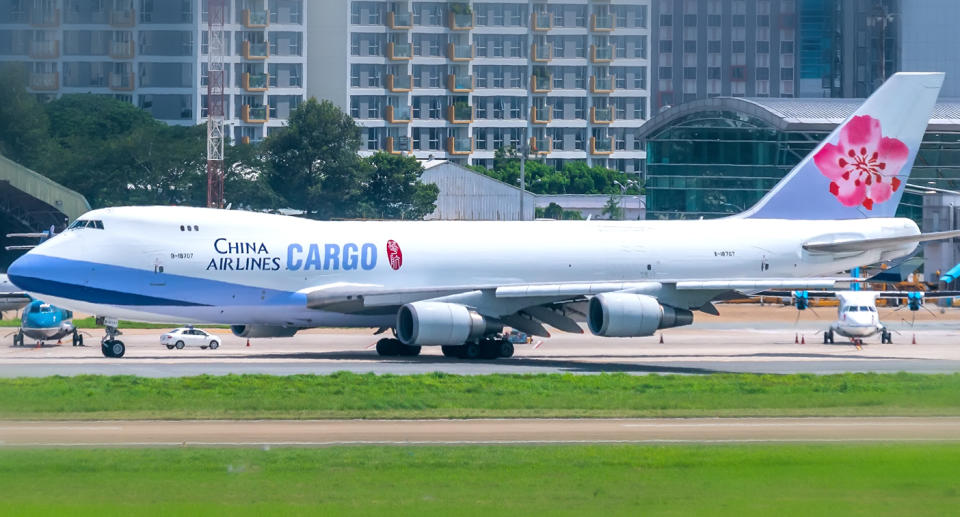 China Airlines plane before they changed their logo