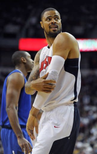 Tyson Chandler plays in a pre-Olympic exhibition game against the Dominican Republic in Las Vegas, Nevada. The US squad lacks height, Tyson Chandler being its only true centre