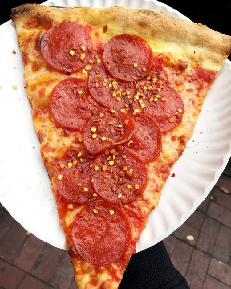 pepperoni pizza slice at Joe's Pizza in New York City, New York