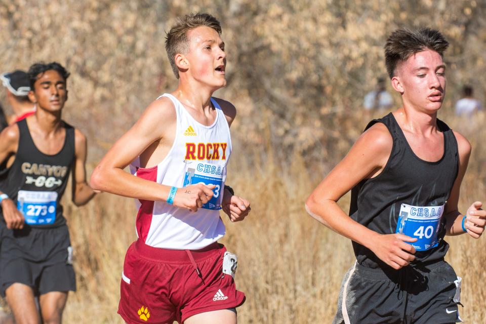 Rocky Mountain High School cross country runner Alistair Clark competes in the 5A boys state meet at the Norris Penrose Event Center on Saturday, Oct. 30, 2021 in Colorado Springs. The Lobos finished sixth as a team.