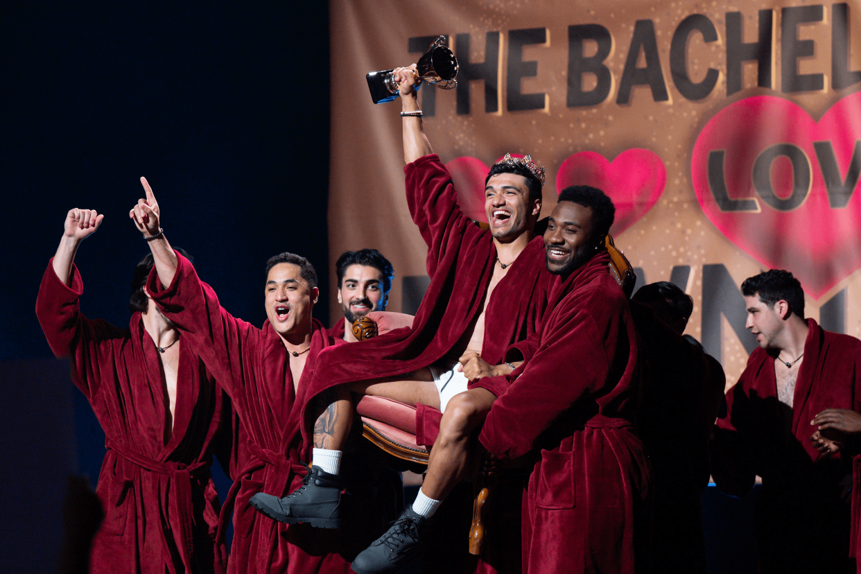 The men compete during a group date in Melbourne. (ABC)