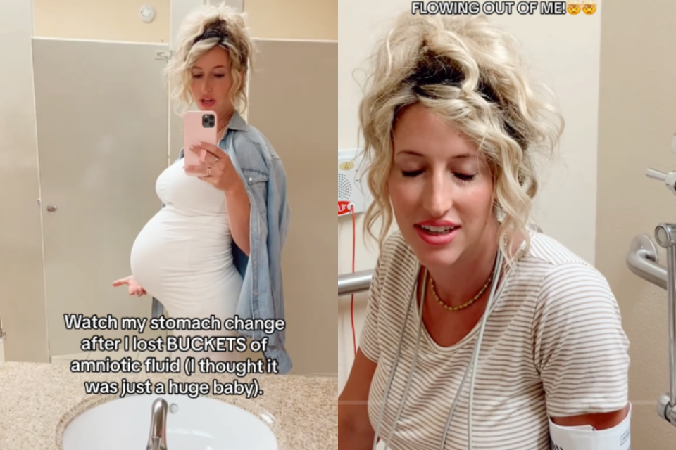 TikToker Emily Boazman went viral for showing how much amniotic fluid she released after her water broke. (TikTok/@emilyboazman)