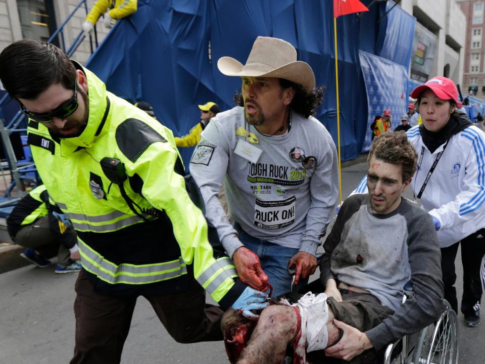 A victim of the Boston Marathon bombing.