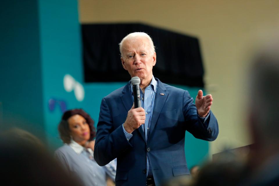 Democratic presidential candidate former Vice President Joe Biden speaks at a campaign event in Conway, S.C., Thursday, Feb. 27, 2020. (AP Photo/Gerald Herbert) ORG XMIT: SCGH119