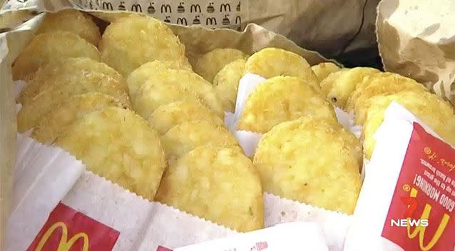 He was denied 200 chicken nuggets and had a meltdown, so he then ordered 200 hash browns instead. Source: 7 News