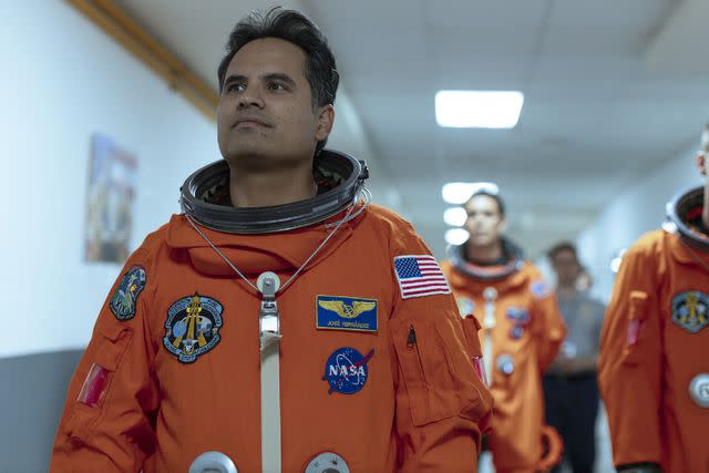 <p>Daniel Daza/Prime</p> Michael Peña suits up for 'A Million Miles Away'