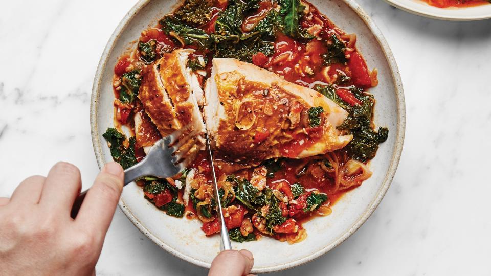 Canned tomatoes take rotisserie chicken to the next level.