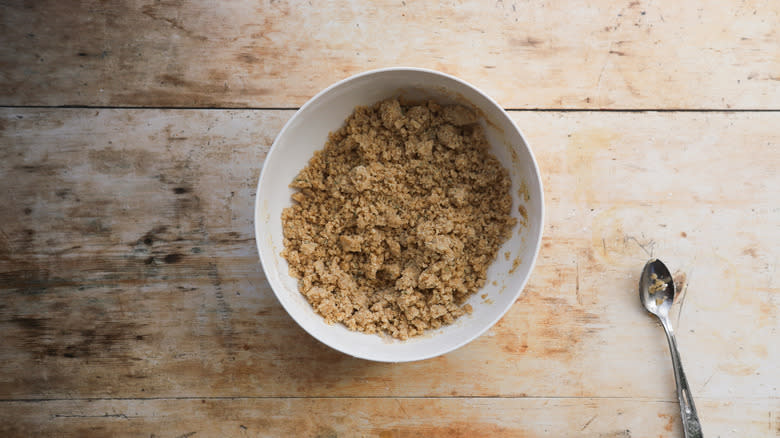 Bowl of brown butter crumble