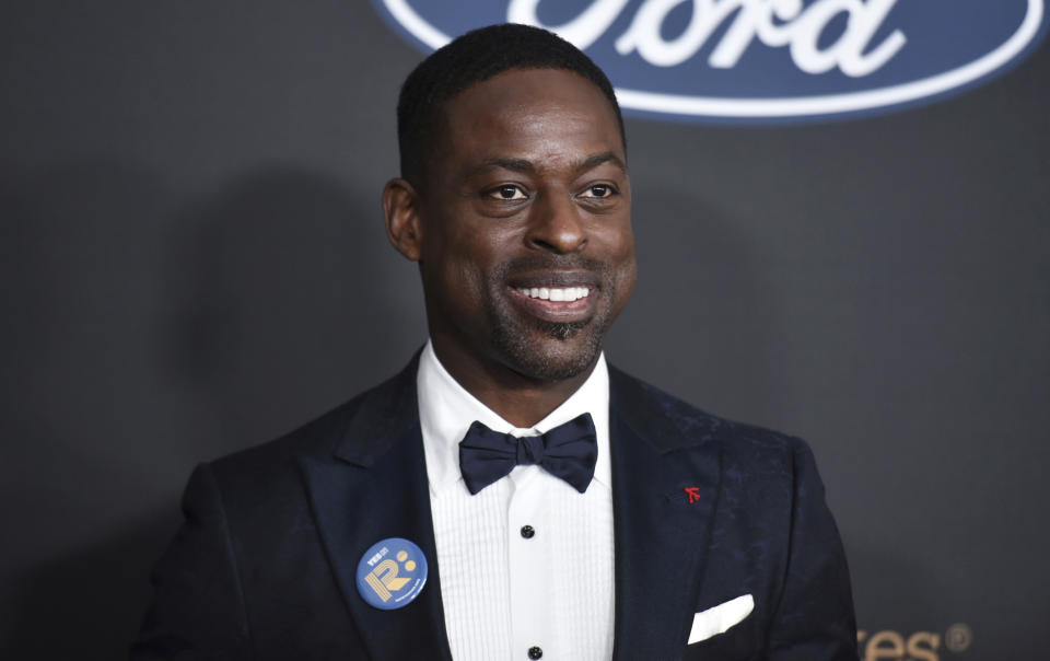 FILE - Sterling K. Brown arrives at the 51st NAACP Image Awards on Feb. 22, 2020, in Pasadena, Calif. Brown, Viola Davis and LeBron James are among several honorees at the AAFCA TV Honors later this month. The African American Film Critics Association announced the recipients of the second annual event on Wednesday. The virtual ceremony is scheduled to air Aug. 22. (Photo by Richard Shotwell/Invision/AP, File)