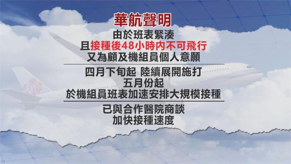 機師染疫頻傳 華航、長榮疫苗接種率低