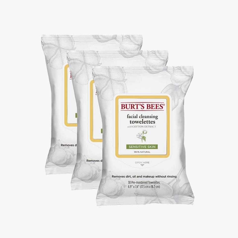 Burt's Bees Sensitive Facial Cleansing Towelettes with Cotton Extract for Sensitive Skin