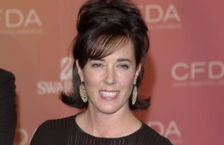 FILE PHOTO:    Kate Spade arrives at the Council of Fashion Designers of America awards in New York on June 2, 2003, at the New York Public Library. REUTERS/Chip East/File Photo