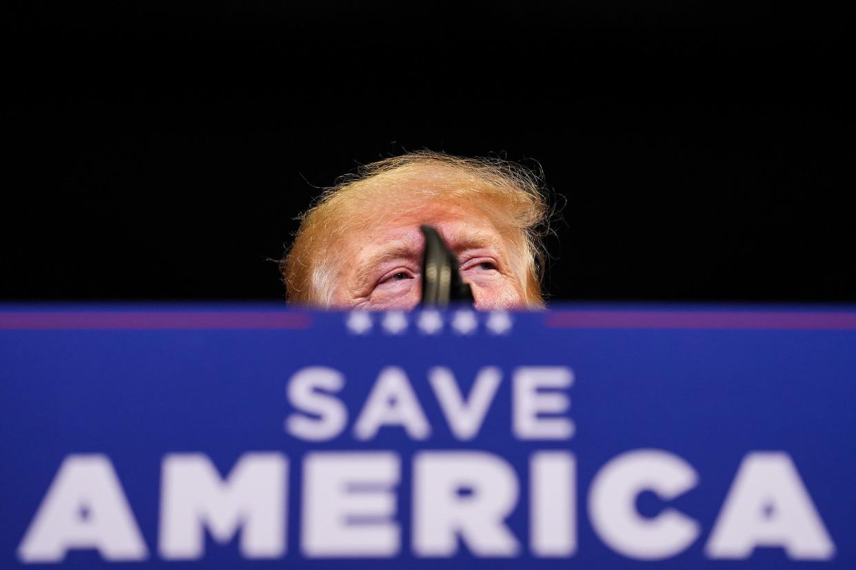 Former President Donald Trump speaks during a Save America rally at the Findlay Toyota Center on Friday, July 22, 2022, in Prescott Valley.