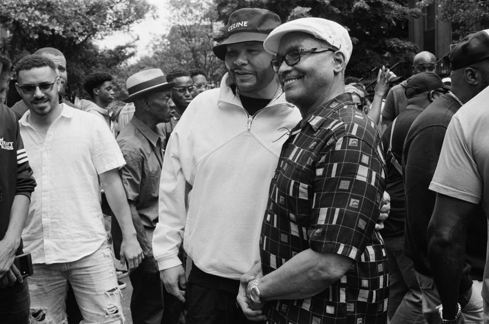 Fat Joe, who was photographed by Gordon Parks in 1998's <i>A Great Day in Hip Hop</i>, stands next to George Butler, who was photographed in Art Kane's 1958 <i>A Great Day in Harlem</i>.<span class="copyright">Gioncarlo Valentine for TIME</span>