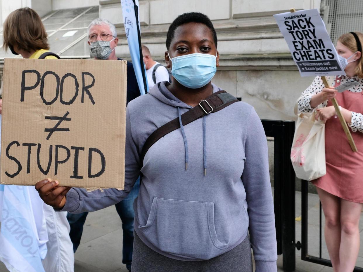 Students have protested against A-level grading system in London on Friday: Matthew Chattle/Barcroft Media via Getty Images